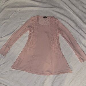 Pink knit top with lace details